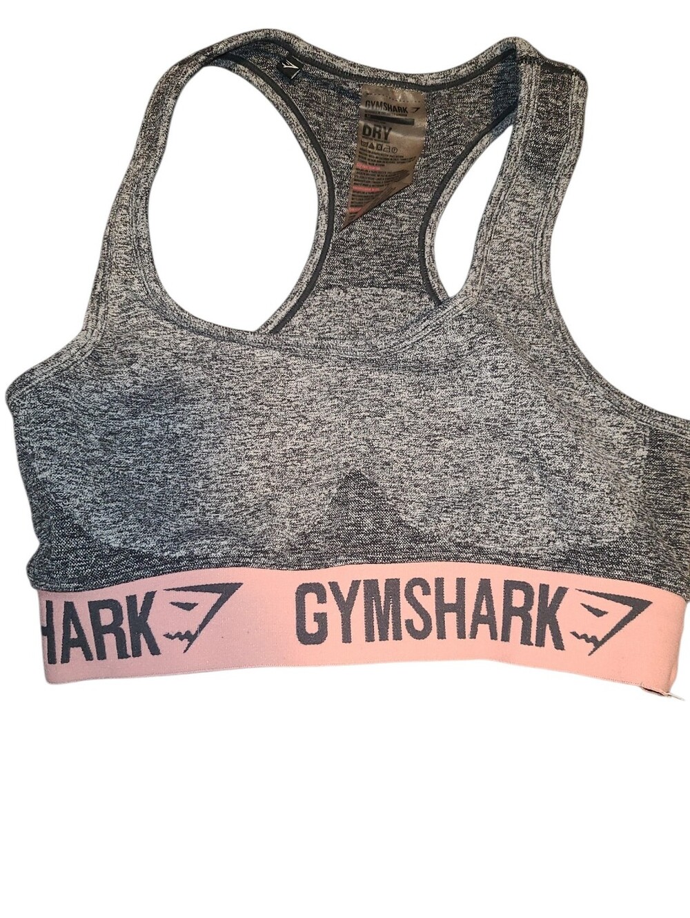 GYMSHARK Gray Seamless Racerback Sports Bra SIZE M